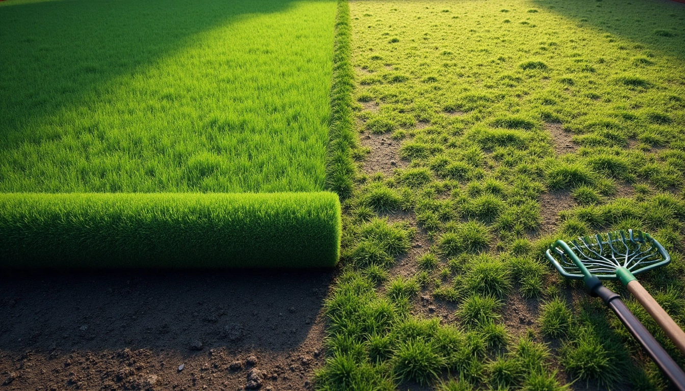 gazon naturel en rouleaux